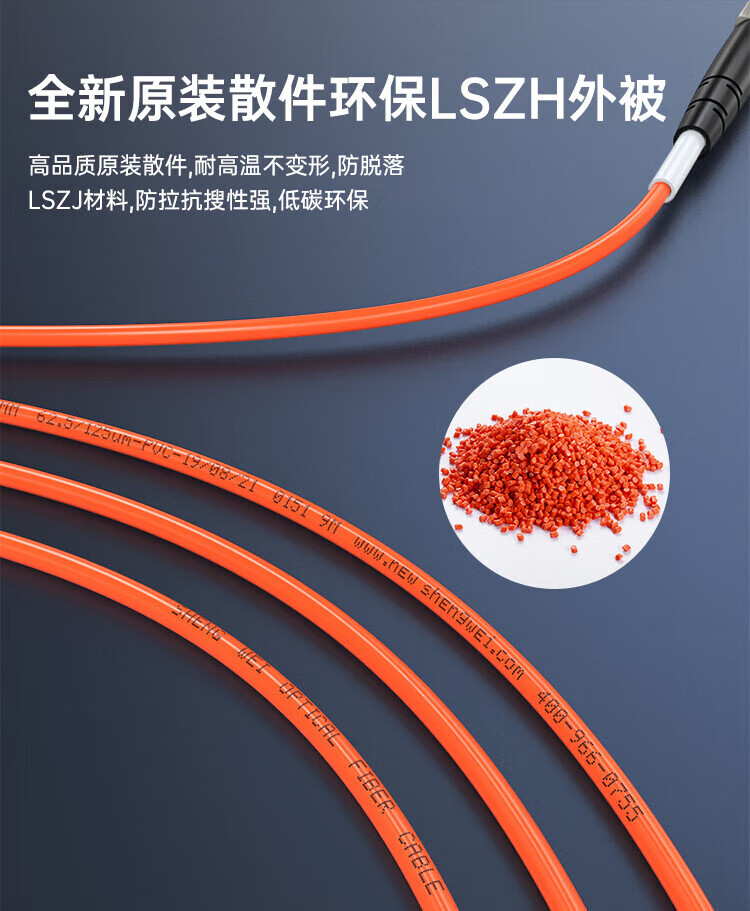 胜为（shengwei）电信级光纤跳线 LC-LC多模双芯5米 62.5/125低烟无卤环保外被 收发器尾纤 FMC-404