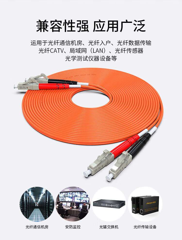 胜为（shengwei）电信级光纤跳线 LC-LC多模双芯5米 62.5/125低烟无卤环保外被 收发器尾纤 FMC-404