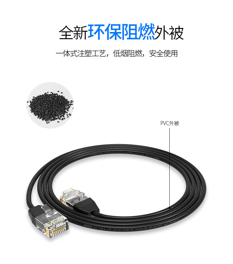 胜为（shengwei）超六类网线细线CAT6A类万兆双绞线 网络跳线无氧铜8芯成品网线 3米(LC-9030G)