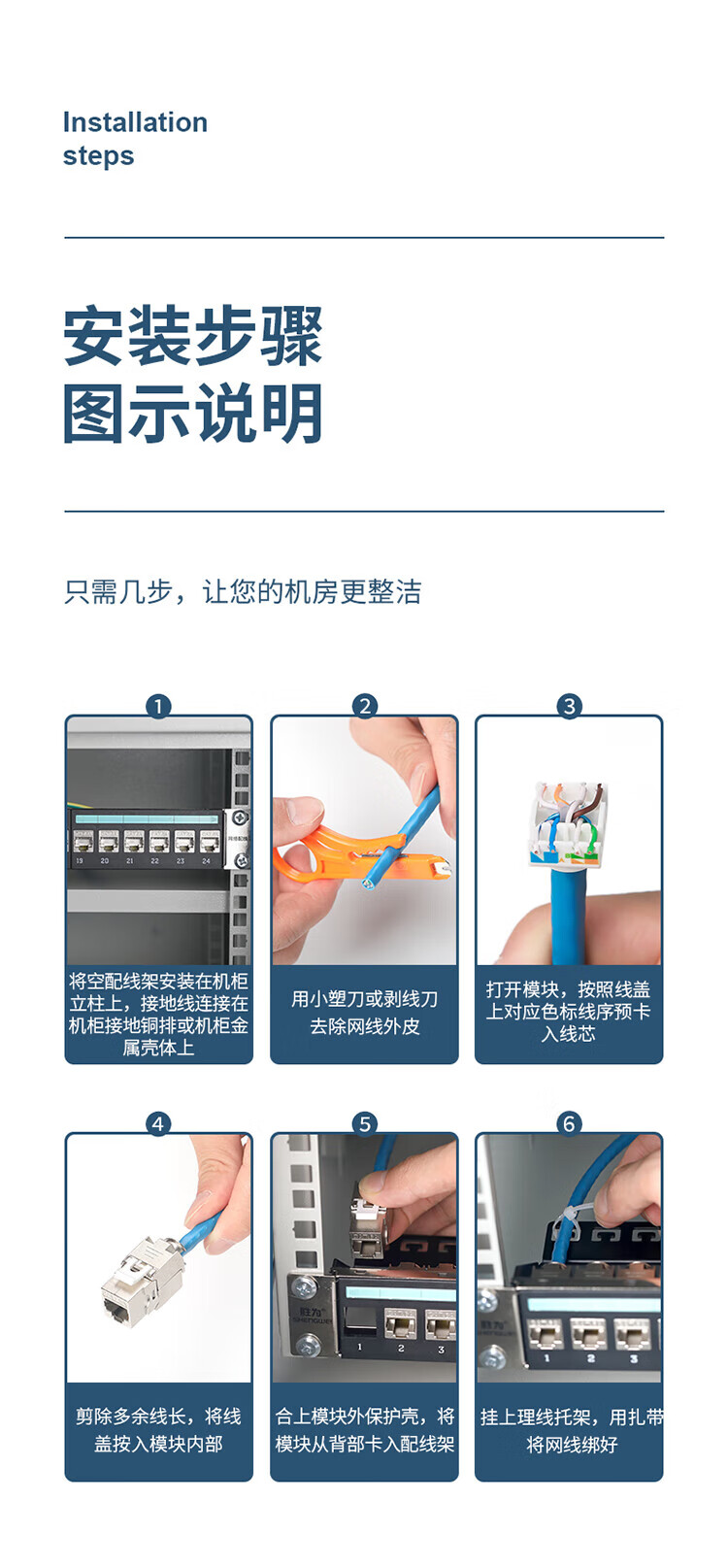 胜为（shengwei）超六类配线架24口 CAT6A万兆网线配线架 工程级镀金1U机架式机柜网络跳线理线槽 CNDF6A24