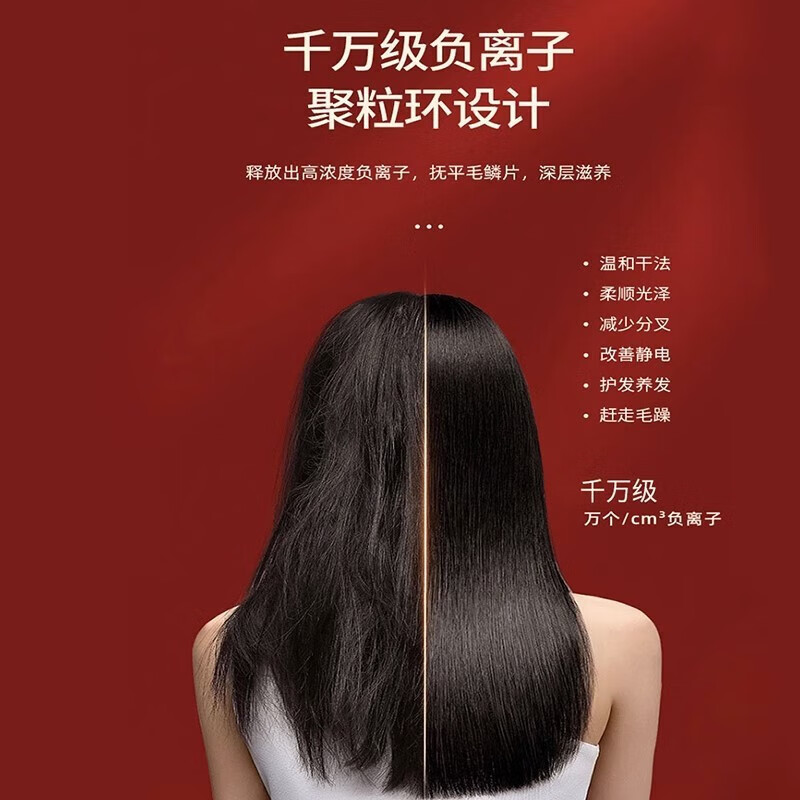 美菱电吹风机家用大功率高浓度负离子护发恒温吹风筒便携可折叠 皓月白 MI-C22