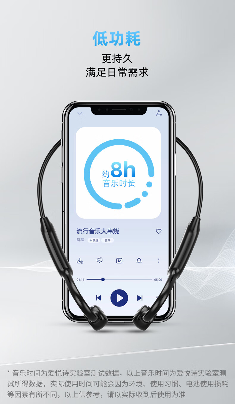 aigo爱国者 G01运动蓝牙耳机 运动跑步不入耳 挂耳式 适用华为小米苹果安卓手机通用 气传导BAL-AL60