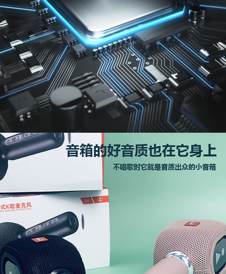 颐电黑色全向麦话筒主播神器 音响一体无线蓝牙家庭ktv麦克风蓝牙音箱 一体机 AD-3799