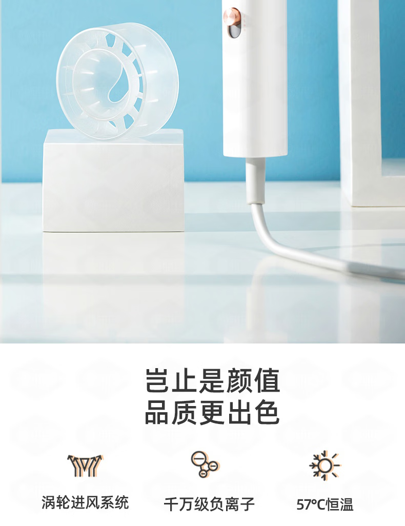 美菱吹风机家用护发 大功率大风力吹风筒便携迷你小型 标准白MI-C22