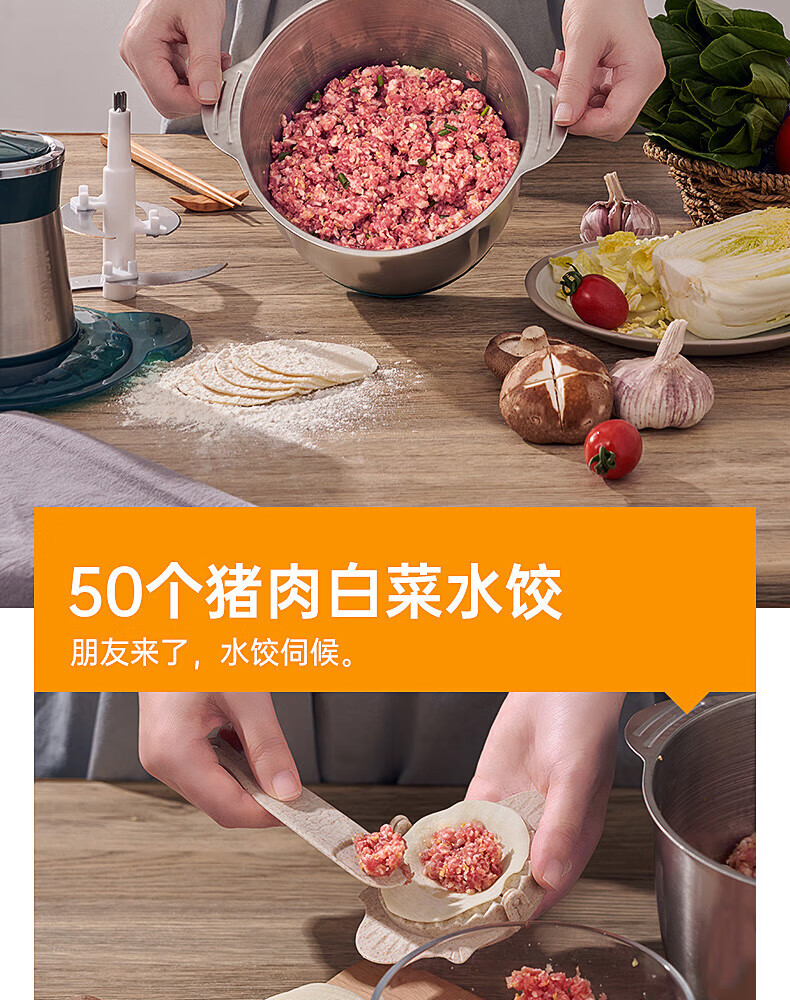 美菱 绞肉机家用电动不锈钢多能料理机 绞馅机碎肉打辅食机 MM-DC23（双刀玻璃碗）