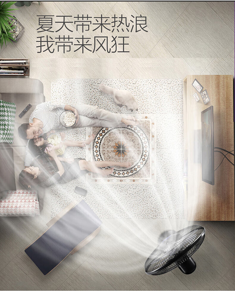 艾美特电风扇落地扇家用电扇风扇节能省电台式8H预约定时大风量台扇 遥控款 FS4066R-5