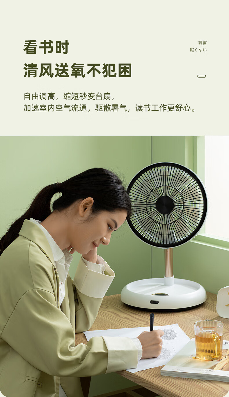 卡蛙 台式电风扇落地扇桌面客厅空气循环扇九叶 云岭风 KW-MF01A 高配 带电池+喷雾+遥控版