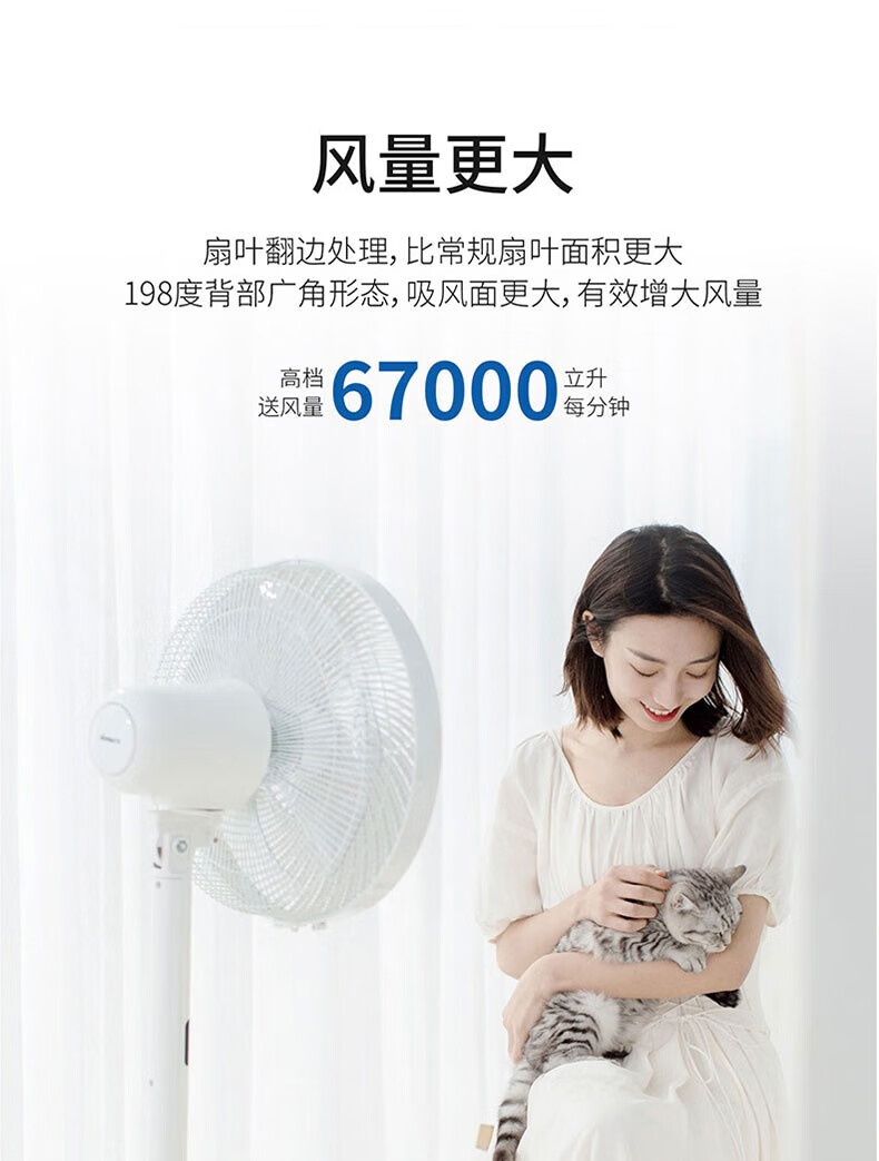 艾美特家用落地扇直流电风扇卧室客厅办公室立式电扇摇头风扇 FS40125R