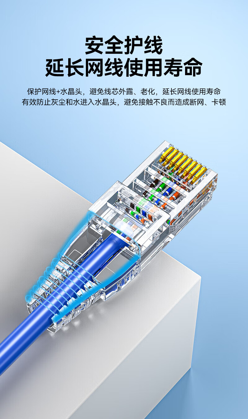 SAMZHE 山泽水晶头透明保护套内径6.5mm50个装六类6类网线RJ45网络护套透明款PT-07