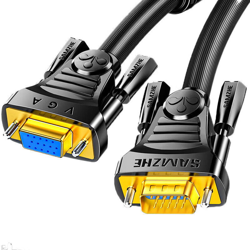 SAMZHE 山泽工程级VGA延长线vga3+6VGA公对母连接线显示器视频加长线针对孔5米VF-2050