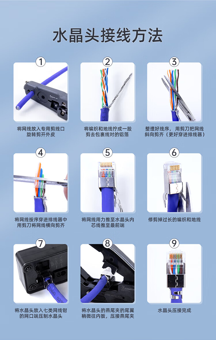 SAMZHE 山泽超六类水晶头超6类万兆网络连接器RJ45带屏蔽8p8c网线接头Cat6a两件式接头10个装WJ6A010U