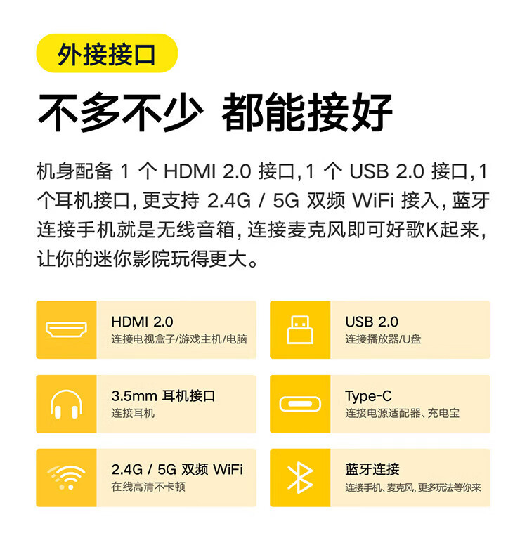 小明 Q1 投影仪家用 投影机 卧室超高清便携投影 迷你投影仪（内置电池 1080P高清 自动校正） Q1云朵白