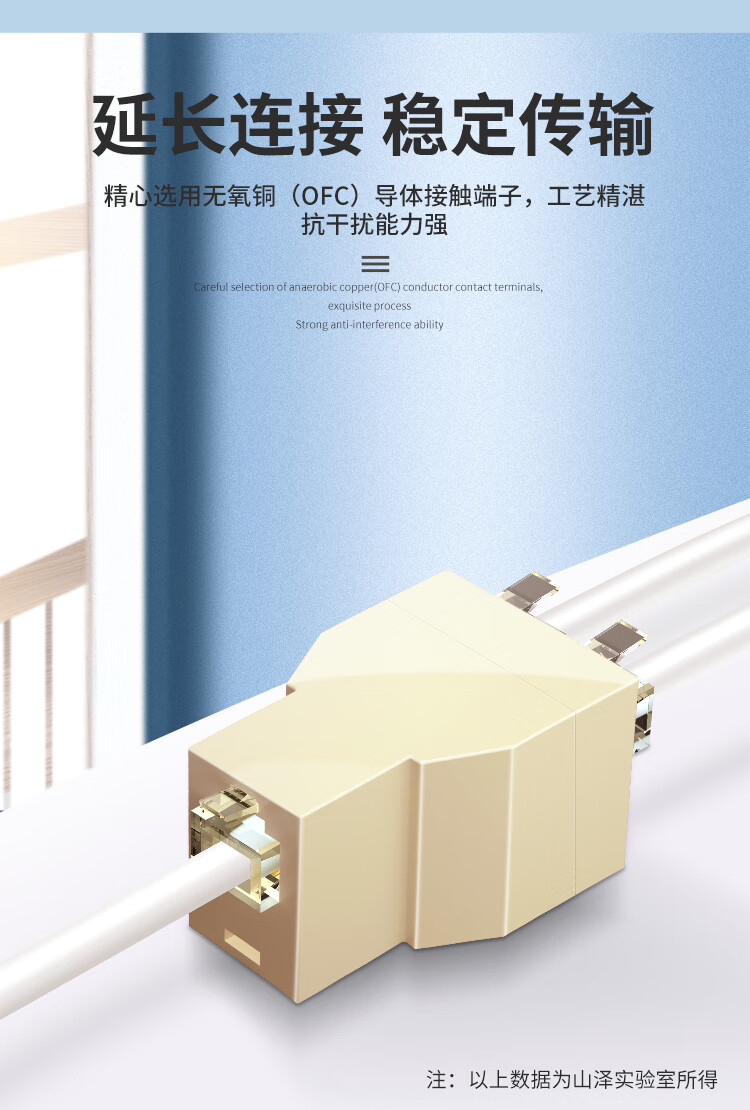 SAMZHE 山泽电话线一分二延长器RJ11直通三通头分支分线器1分2转接盒转接头口SZ-6002三个装1230164