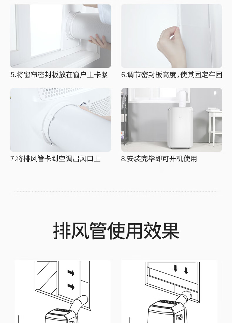 Midea移动空调大1.5匹单冷 家用厨房一体机免安装便捷立式空调KY-35/N1Y-PD3