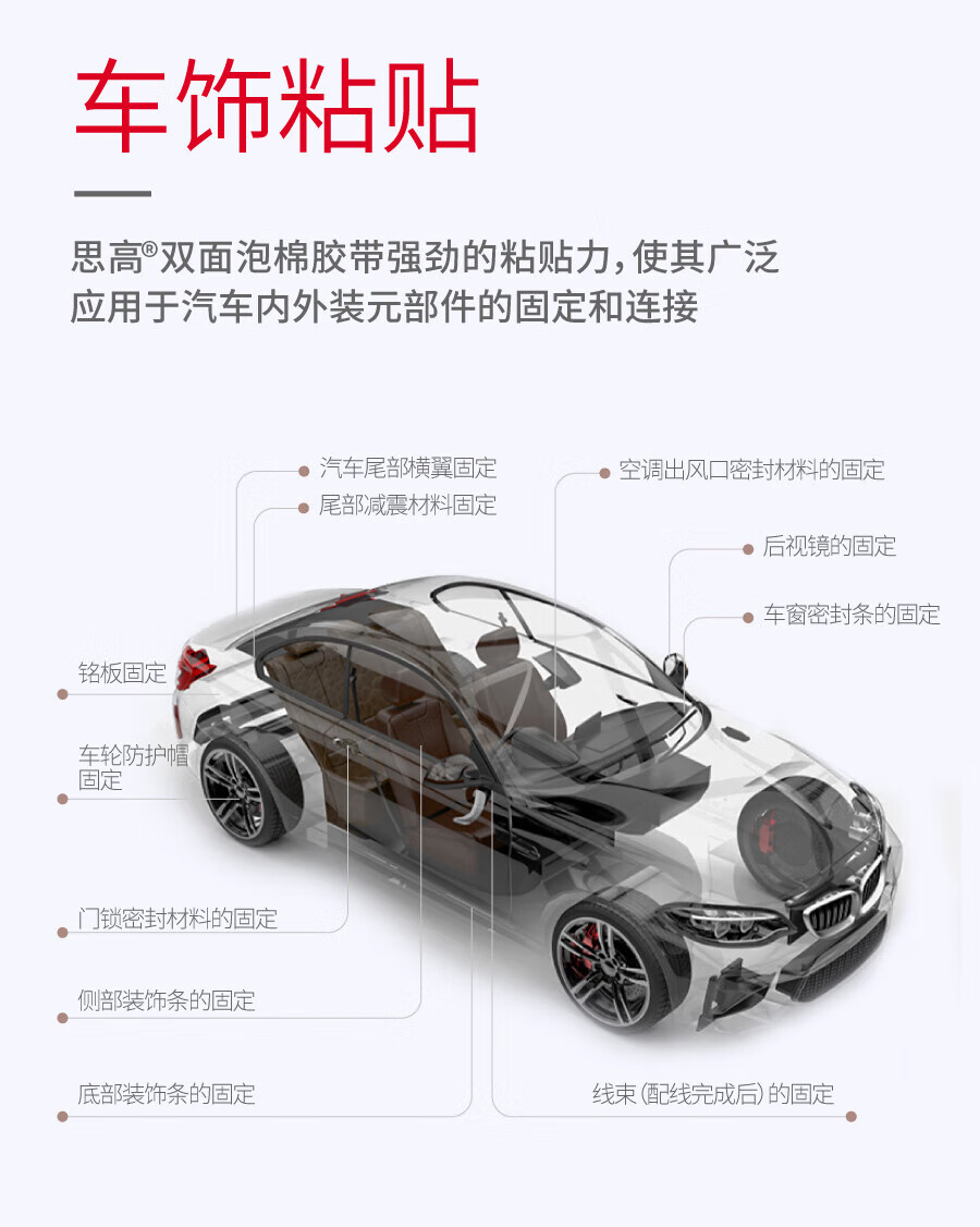 3M 思高双面胶 双面泡棉胶带 耐高温无痕胶带 办公用品 18mm*3m 12卷装 420C-18
