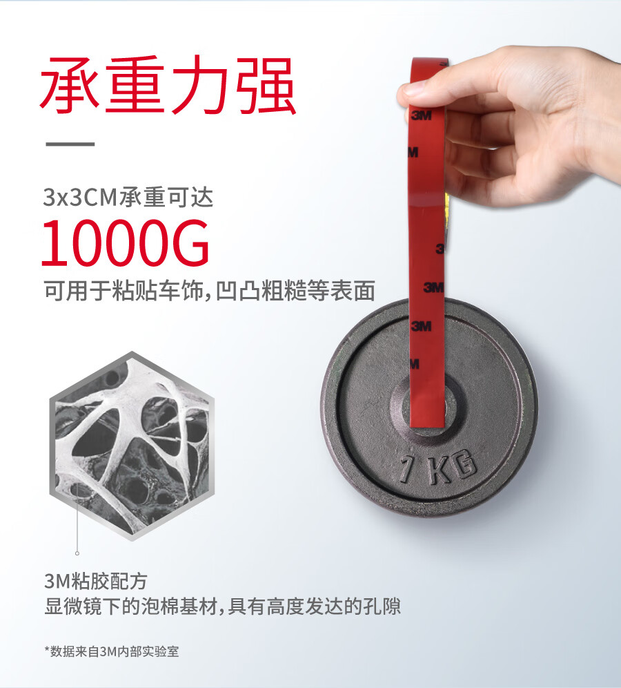 3M 思高双面胶 双面泡棉胶带 耐高温无痕胶带 办公用品 18mm*3m 12卷装 420C-18