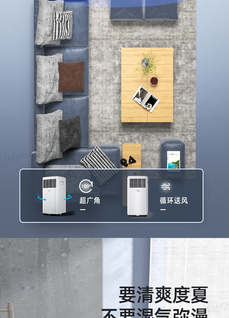 Midea移动空调小1匹单冷 家用厨房一体机免安装便捷立式空调 KY-15/N7Y-PHA