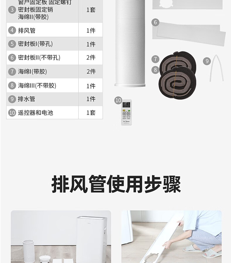 Midea低噪音42分贝可移动空调大1匹单冷无外机免安装空调一体机 KY-26/N7Y-PQ