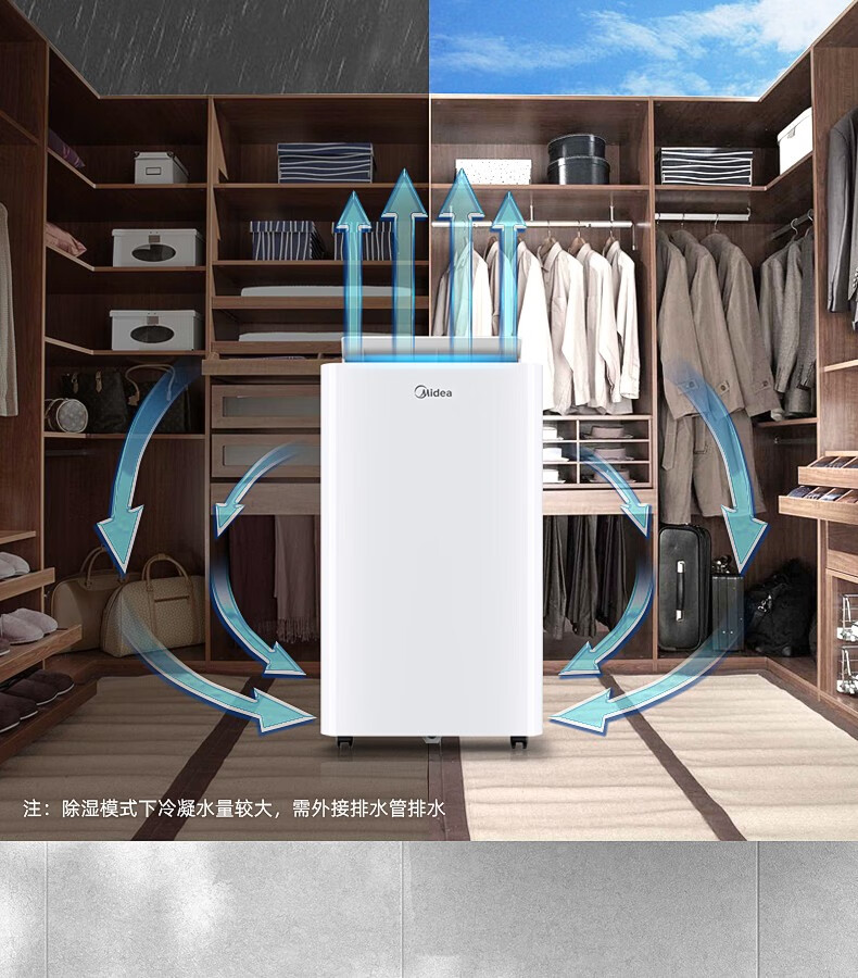 Midea低噪音42分贝可移动空调大1匹单冷无外机免安装空调一体机 KY-26/N7Y-PQ