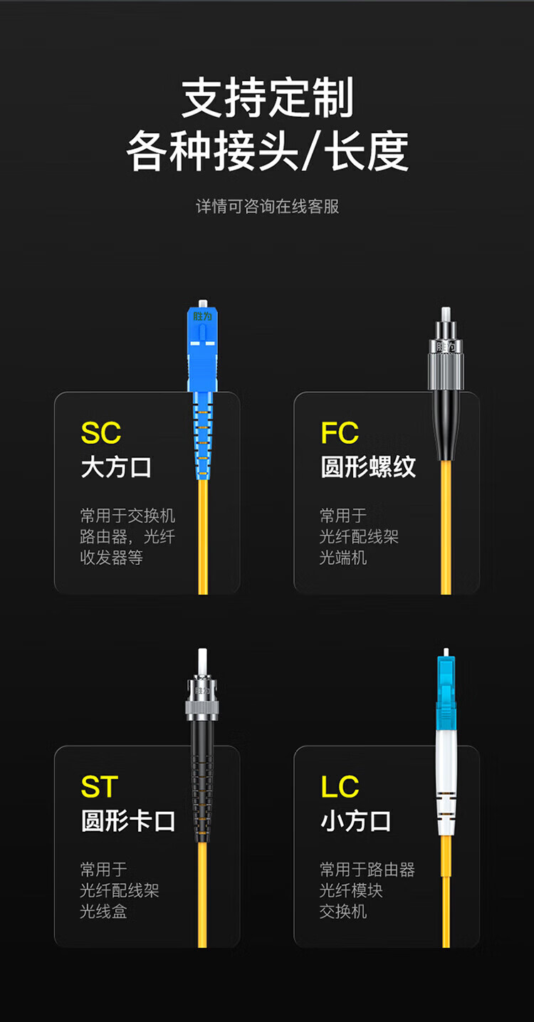 胜为（shengwei）电信级光纤跳线 SC-FC单模单芯3米 9/125低烟无卤环保外被 收发器尾纤 FSC-102