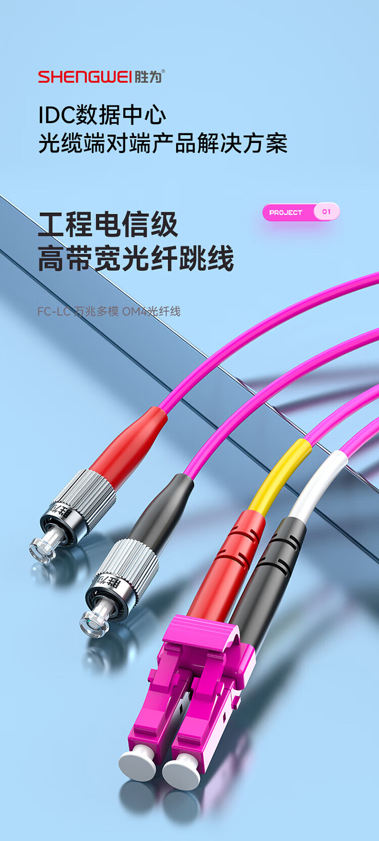 胜为（shengwei）工程电信级万兆光纤跳线 LC-FC网线多模双芯OM4 网络收发器尾纤光纤连接线 25米 FLFO-2250