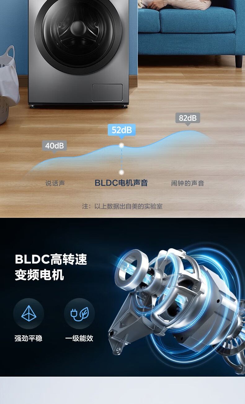 美的（Midea）滚筒洗衣机全自动 母婴儿童内衣除螨除菌高温洗涤10公斤大容量变频 MG100VT55DY