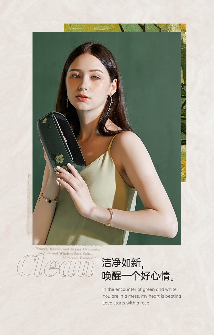 艾诗摩尔（ASHMORE）超声波清洗机眼镜洗眼镜机神器首饰化妆刷家用便携全自动清洗 AS-ZS03 复古绿