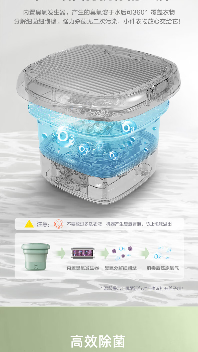 美的（Midea）折叠洗衣机便携式小型宿舍内衣内裤专用袜子神器迷你洗衣机（升级款）MX-ZDXG01