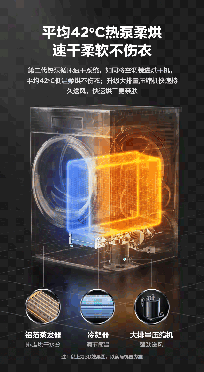 Midea洗烘套装热泵烘干机除菌除螨 95°桶自洁 变频电机预约定时 MG100VT55DY+MH90-H03Y