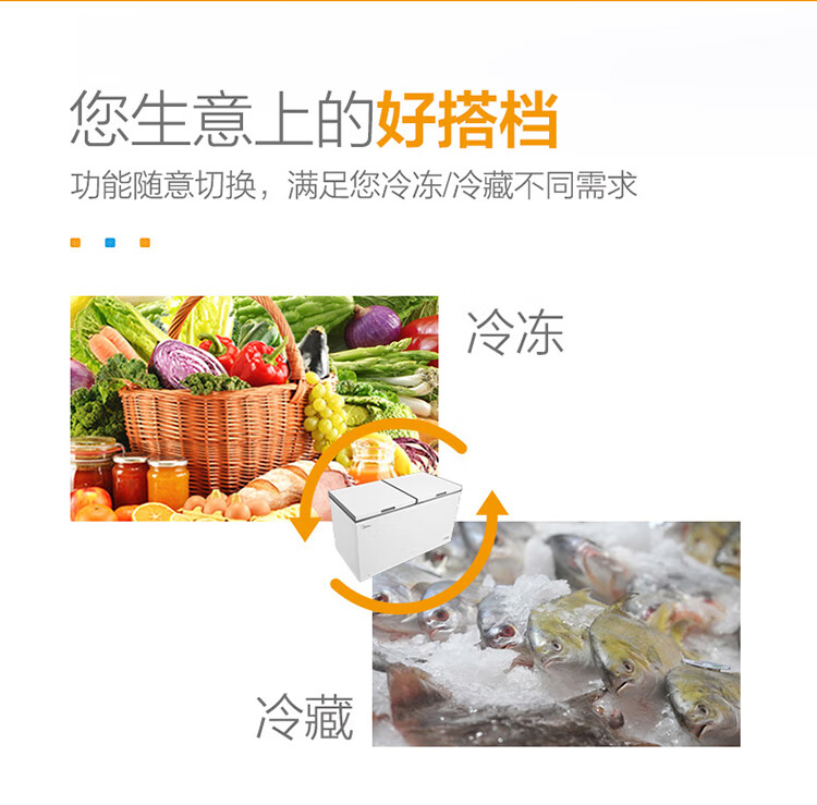 Midea423升 五面制冷商用大容积单温囤货冰柜 电子控温冻藏转换卧式冰箱 BD/BC-423DKEM(E)