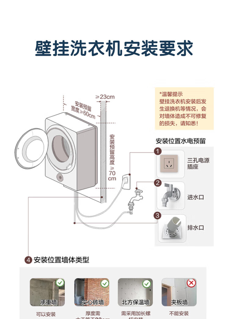 美的（Midea）壁挂洗衣机 315W 3公斤 迷你滚筒洗衣机全自动 儿童洗衣机 婴儿洗衣机小型 MG30V315W