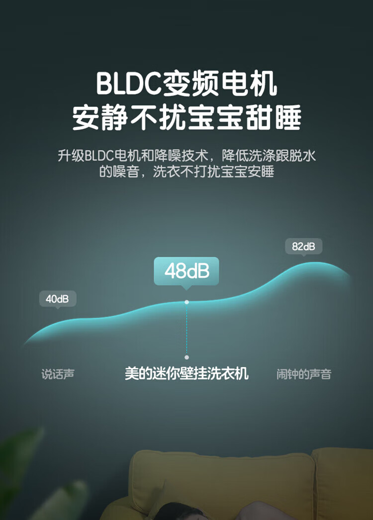 美的（Midea）壁挂洗衣机 315W 3公斤 迷你滚筒洗衣机全自动 儿童洗衣机 婴儿洗衣机小型 MG30V315W