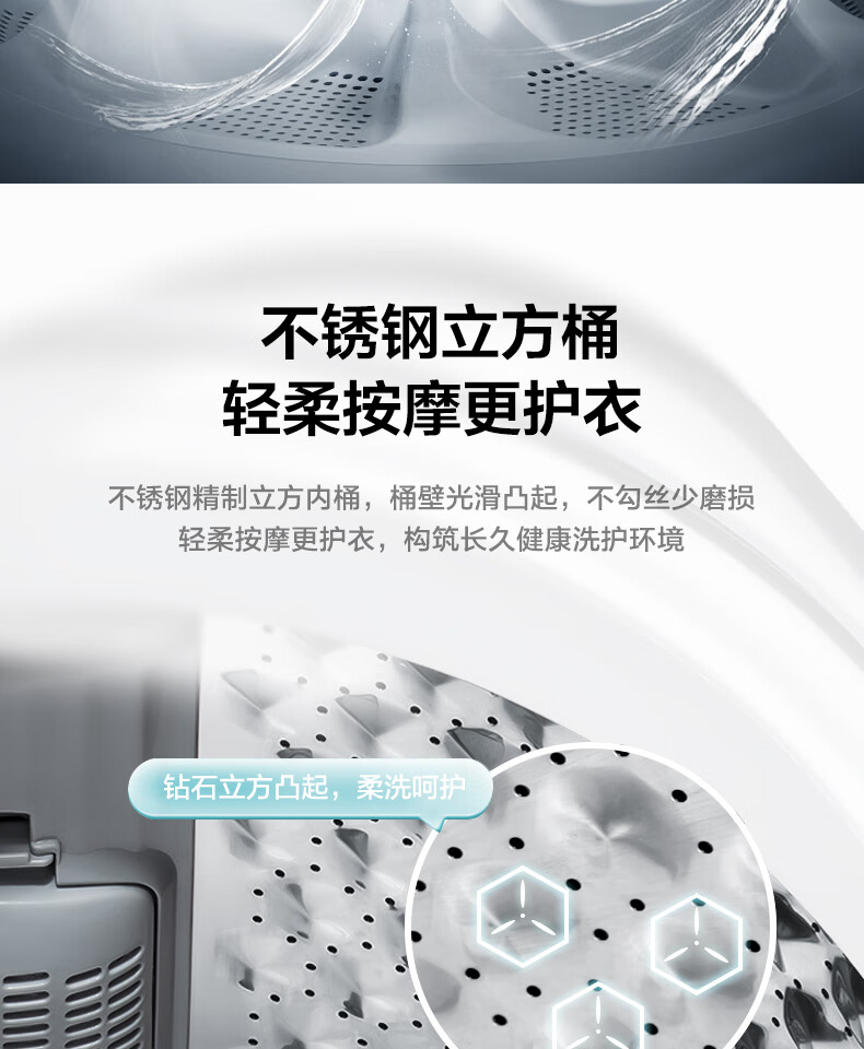 美的（Midea）波轮洗衣机全自动 8公斤 直驱变频 免清洗 立方内桶 水电双宽 MB80ECODH