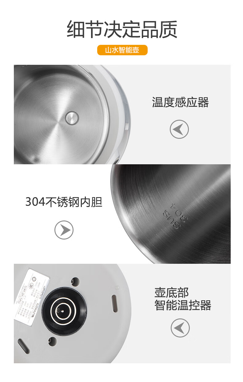 SANSUI 山水便携式烧水壶旅行出差电热水壶小型家用多功能煮粥 标准版【不带陶瓷炖盅】 SKS31（标准版）