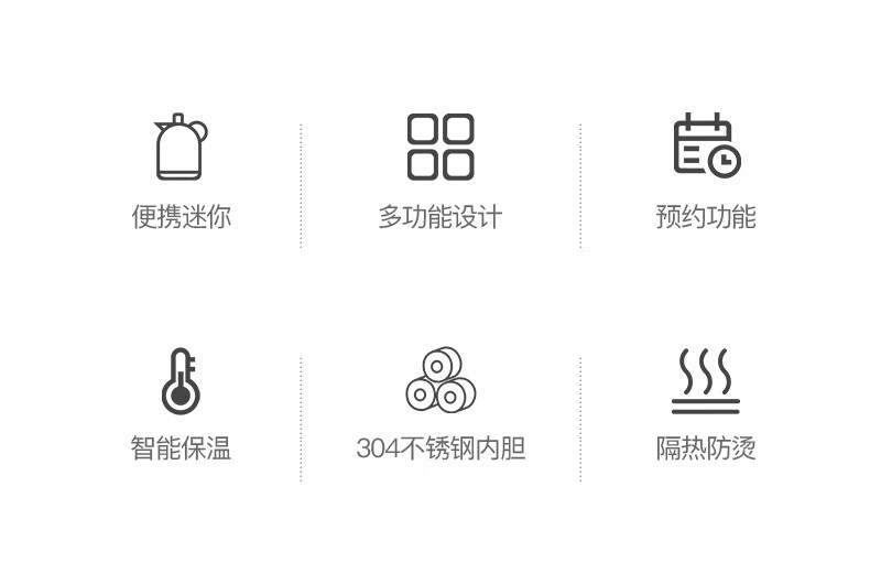 SANSUI 山水便携式烧水壶旅行出差电热水壶小型家用多功能煮粥 标准版【不带陶瓷炖盅】 SKS31（标准版）