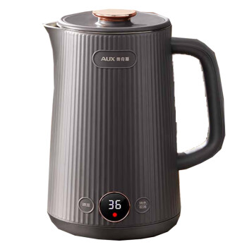 奥克斯（AUX）电热水壶304不锈钢实时显温无缝内胆1.7L 热水壶烧水壶HX-1707BW