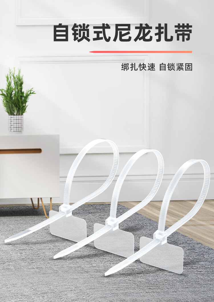 SAMZHE 山泽扎带多功能理线带绑带专业自锁式2.5*100mm透明尼龙标签束线带约200根/包ZD-06