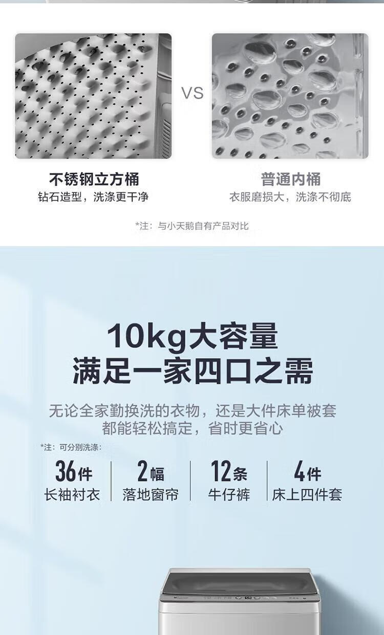 小天鹅（LittleSwan）100公斤波轮洗衣机全自动 纳米银离子 WIFI智能控制 钢化玻璃门盖TB100V61WAH