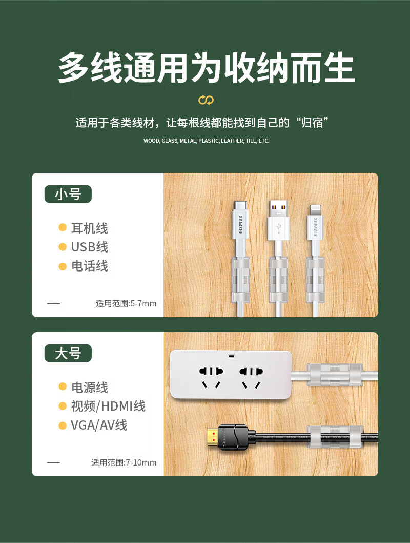 SAMZHE 山泽免打孔理线器理线架电线固定扣数据线固定夹走线夹网线卡扣自粘神器10只装SZ-LXK01