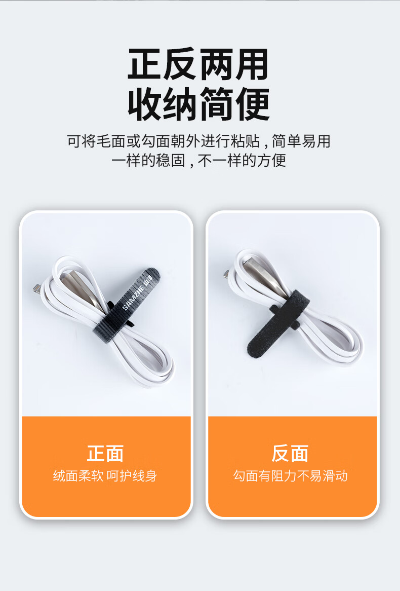 SAMZHE 山泽理线带魔术贴扎带猫眼线缆收纳固定整理绕线带理线器扎线带50条装MST-17