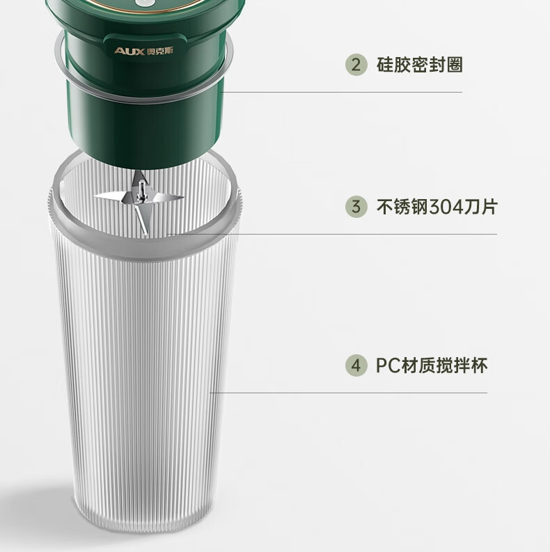 奥克斯（AUX）料理机榨汁机 家用电动小型水果汁机 HX-BL158