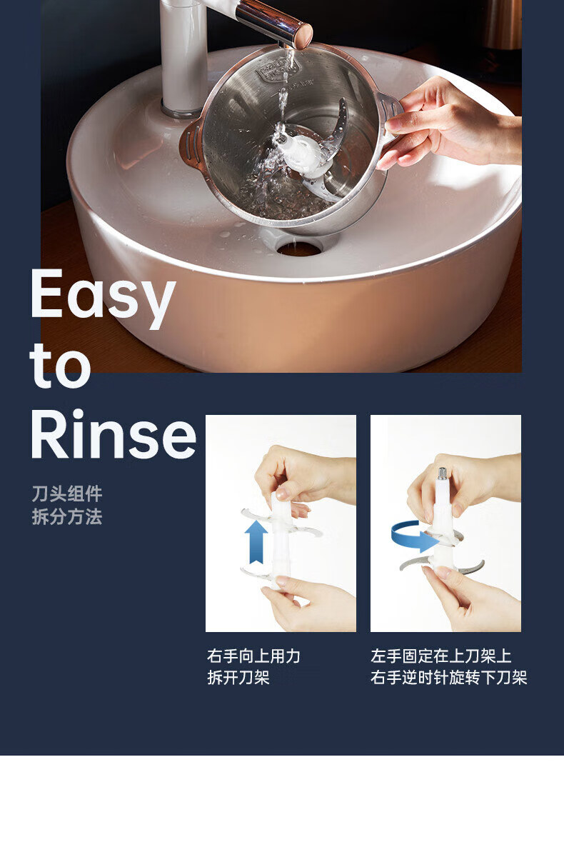 奥克斯（AUX）多功能料理机绞肉机家用2L搅拌机多功能料理机电动切菜蒜蓉机HX-J3131A（单刀玻璃碗）