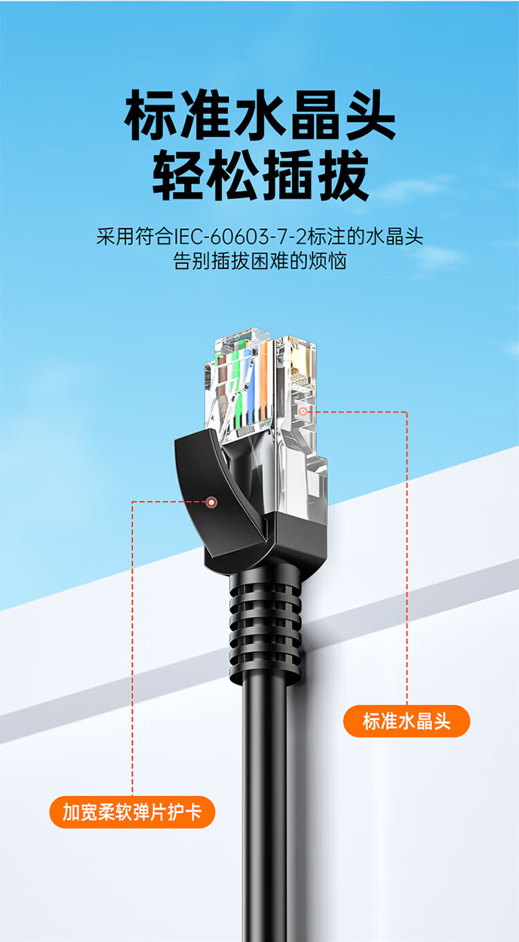 SAMZHE 山泽超五类网线CAT5e类高速千兆网线15米工程/宽带连接跳线成品网线蓝色SZW-1150