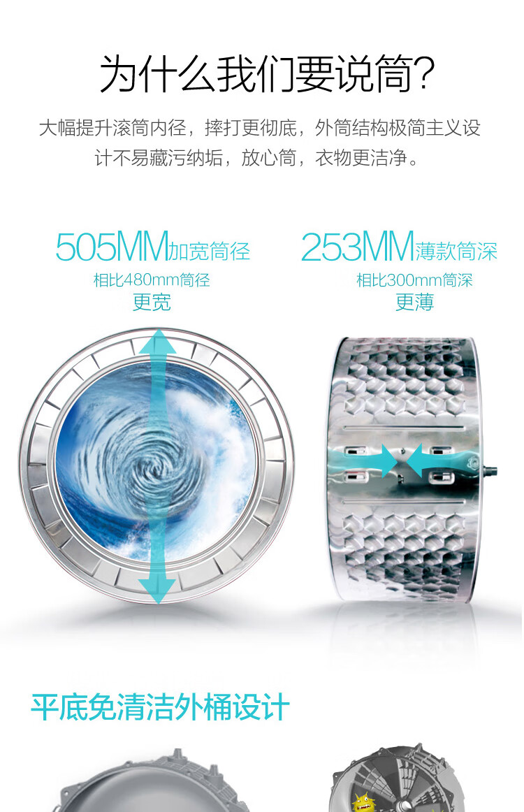 TCL 8公斤 一级能耗 上排水设计 不锈钢蜂巢水晶内筒 一键启动筒洗衣机 TG-V80芭蕾白