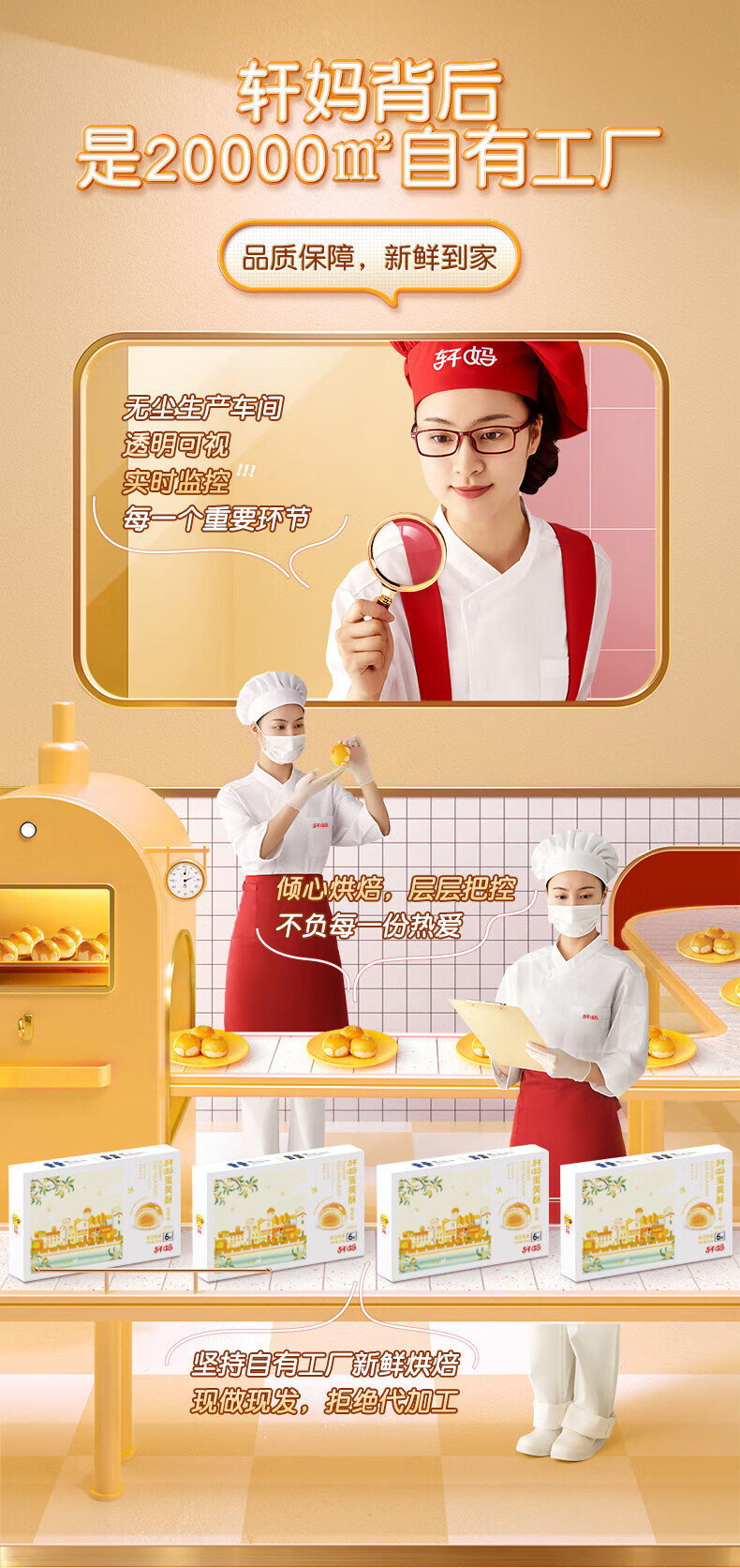 轩妈早餐办公室零食小吃 休闲食品蛋黄酥-桂花口味（六枚装）330g*2盒