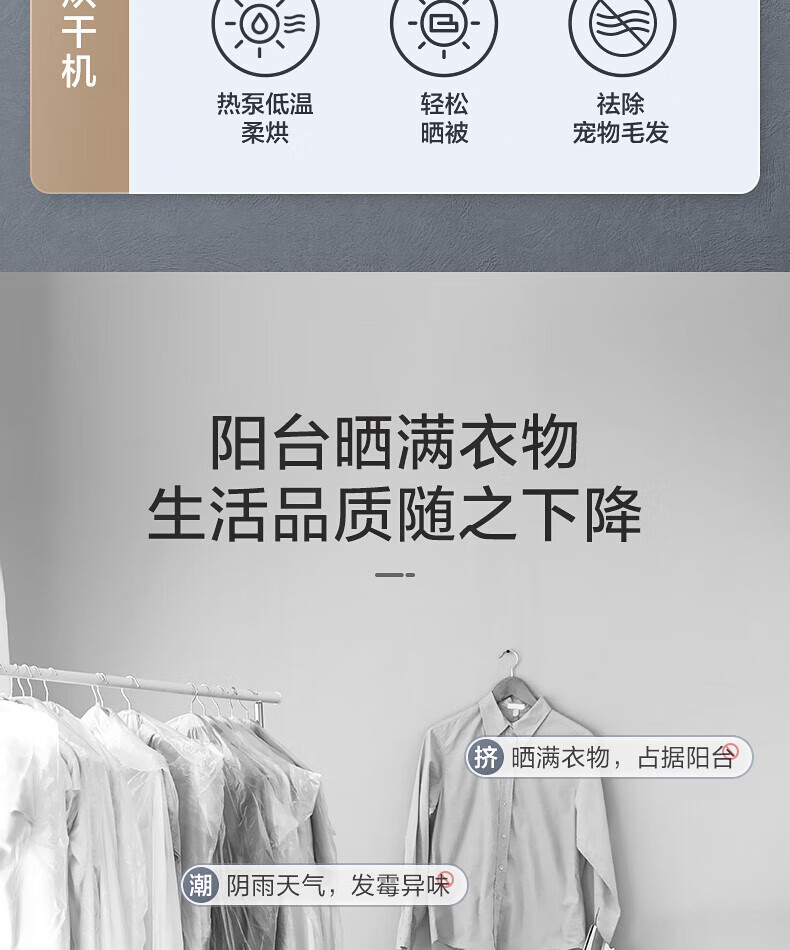 小天鹅（LittleSwan）10KG 热泵烘干机滚筒洗烘套装 TG100V87MIY+TH100VH87WY组合
