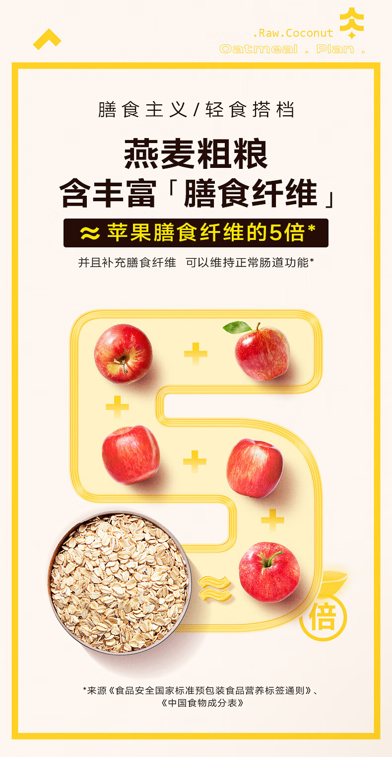 南国 冲饮谷物营养早餐 生椰燕麦片550g*2袋（不添加白砂糖）