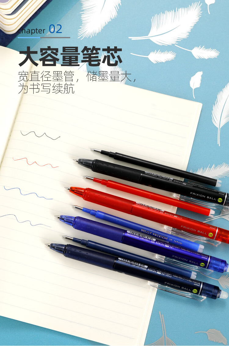 百乐（PILOT） 中性笔可擦笔芯啫喱笔芯0.5黑蓝BLS-FR5-BB单盒装（12支）