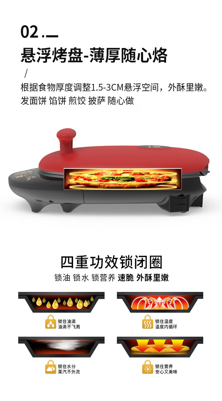 利仁（Liven）电饼铛家用双面加热加深烤盘煎饼烙饼锅 煎烤机 煎饼铛 早餐机  LPBC-3312