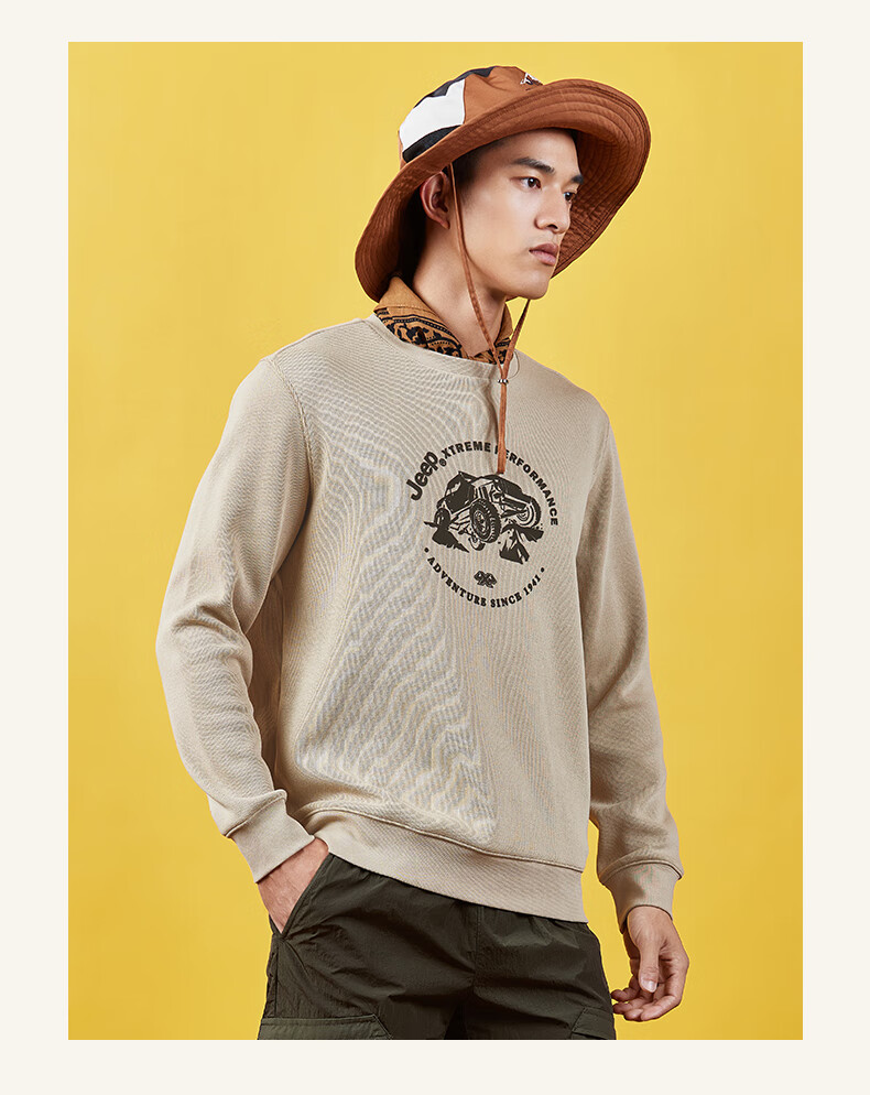 Jeep城市休闲系列男式卫衣J232094345灰绿XL